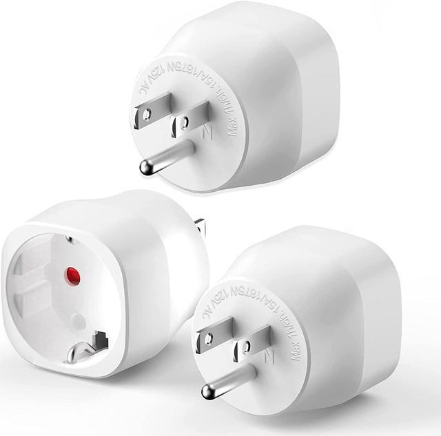 4 Pack Universal Adapter, Europe to US Plug Travel Adapters (White)