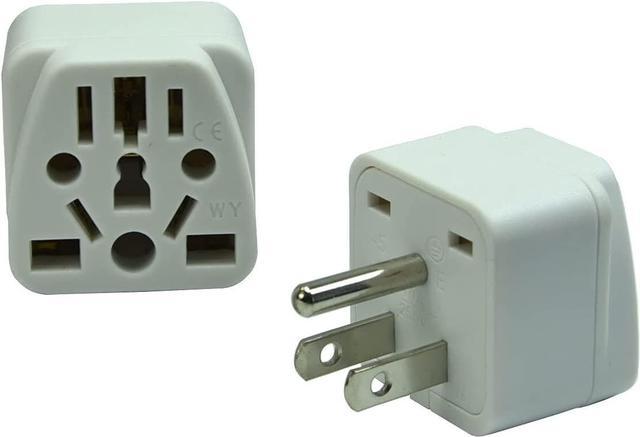 US Travel Plug Adapter Europe/UK/AU/in/CN/JP/Asia/Italy/Swiss to USA Plug  Adapter (Type A& European Plug,2-Pack) White