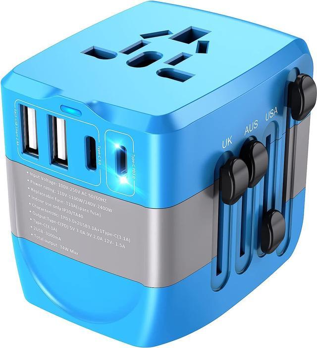 Travel Adapter, Universal All-In-One Worldwide International Travel Plug  Converter-USA EU AUS/NZ UK Europe Asia And Works on All Country