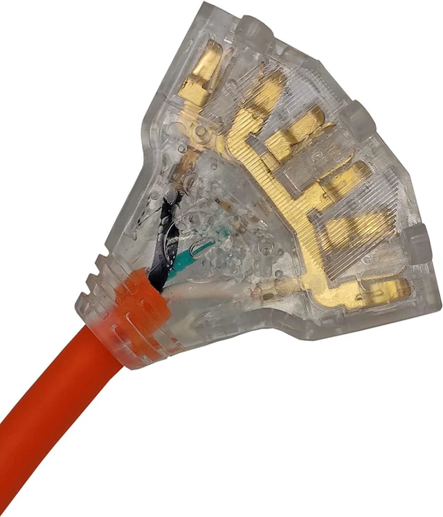 Alt view image 4 of 6 - FC-6552T3A Welder Plug Adapter Cord, Male NEMA 6-50P 50A to Female NEMA 5-20R (or 5-15R) Household Tri Outlet, 125V, 3750W, Orange