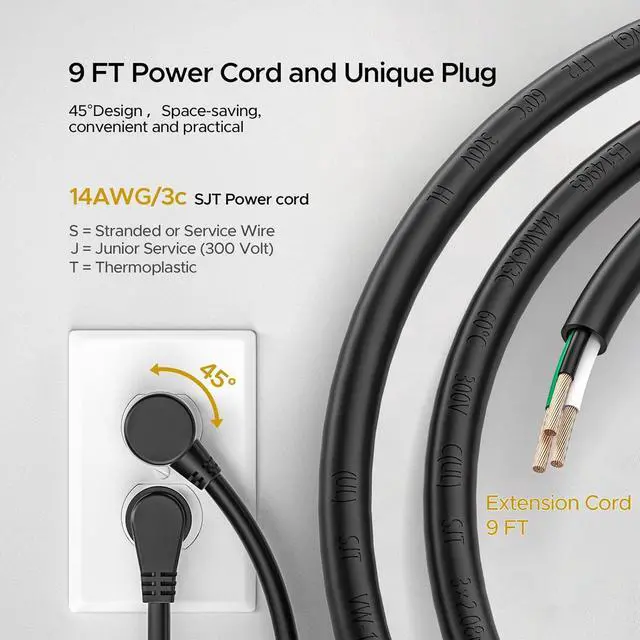 Alt view image 5 of 7 - 12 Outlets Metal Long Power Strip,15Amp/1875W Heavy Duty Surge Protector Power Strips with Switches, Cord Manager, 9FT Cord 1020J Wall Mount Power Strip for Garage, Workshop, Home, Office