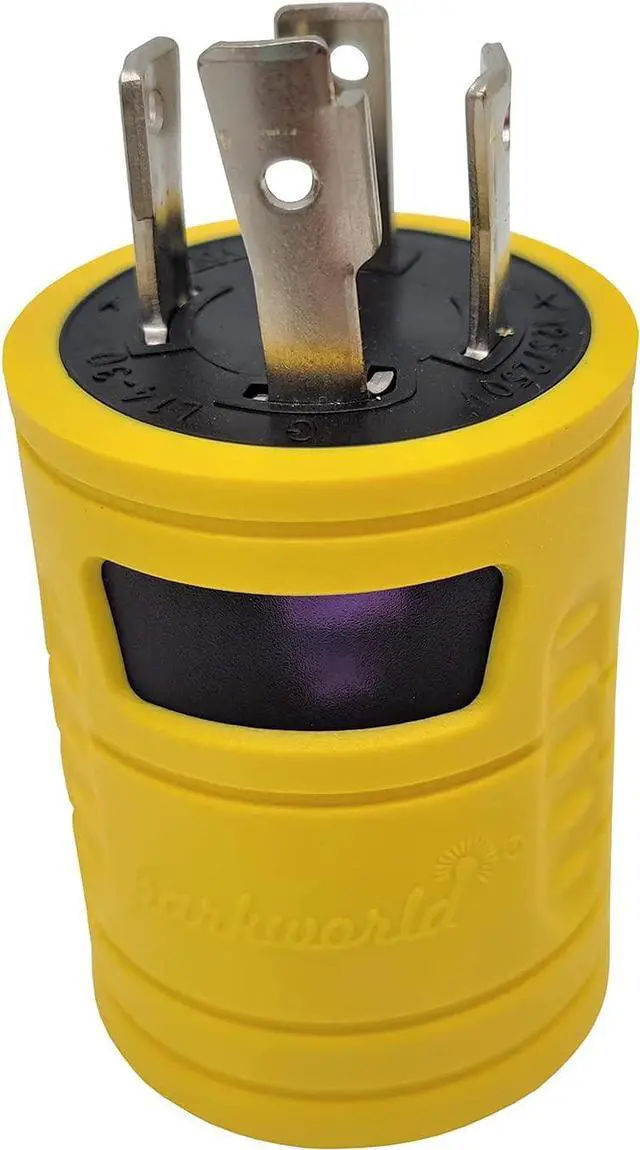 Alt view image 3 of 5 - Parkworld 884913 30 AMP Generator Adapter 4-Prong Locking L14-30P Plug to 3-Prong Locking L5-30R Receptacle Output 125 Volt