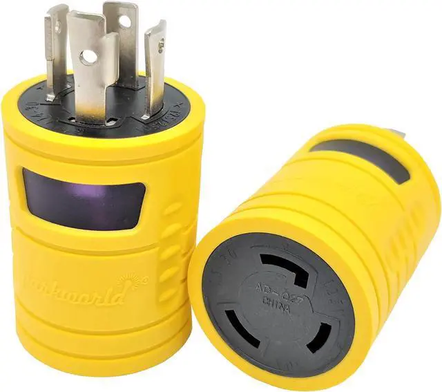 Alt view image 5 of 5 - Parkworld 884913 30 AMP Generator Adapter 4-Prong Locking L14-30P Plug to 3-Prong Locking L5-30R Receptacle Output 125 Volt
