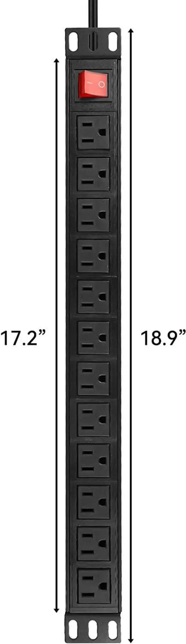 Alt view image 3 of 7 - BTU Power Surge Protector Rack-Mount PDU, 12 Outlet Power Strip with Switch, Metal Mountable Heavy Duty for Server Racks, Garage Shop, Industrial Commercial (Black 6FT)