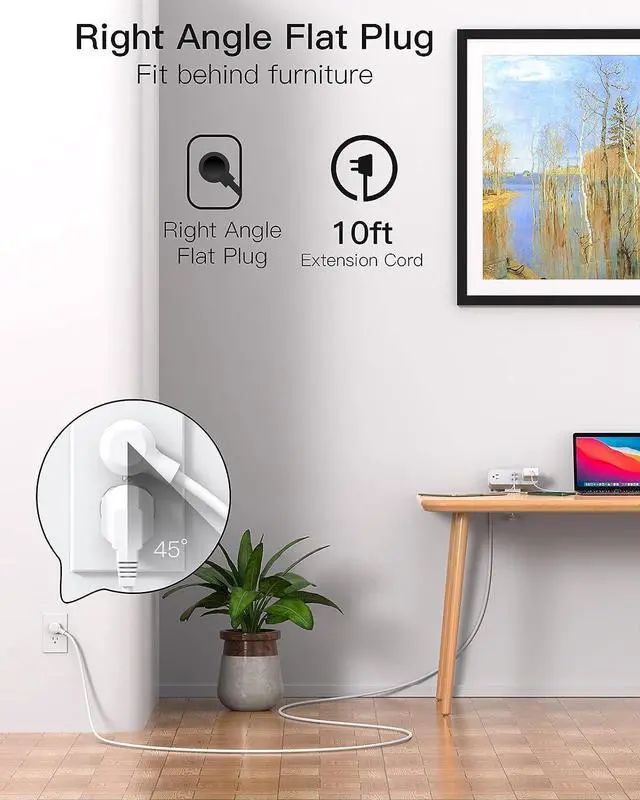 Alt view image 5 of 7 - Desk Clamp Power Strip, 65W 10ft Desk Power Strip - 2 Outlets Desktop Power Strip with USB C 65W, USB A(QC 18W) Desktop Desk Clamp Desk Power Station for Office, Home