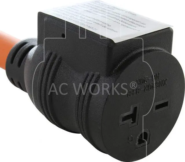 Alt view image 4 of 7 - AC WORKS Locking Adapter NEMA L14-20P 20Amp 4-Prong Generator Locking Plug to NEMA 6-20R 250V Adapter (Flexible with Breaker)