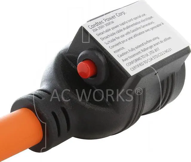 Alt view image 5 of 7 - AC WORKS Locking Adapter NEMA L14-20P 20Amp 4-Prong Generator Locking Plug to NEMA 6-20R 250V Adapter (Flexible with Breaker)