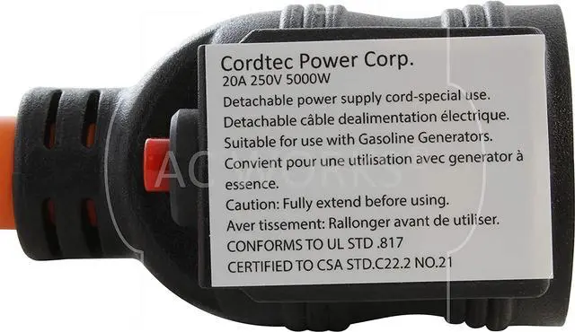 Alt view image 6 of 7 - AC WORKS Locking Adapter NEMA L14-20P 20Amp 4-Prong Generator Locking Plug to NEMA 6-20R 250V Adapter (Flexible with Breaker)