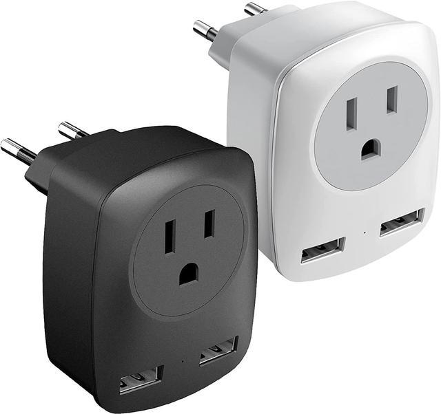 2Pack European Travel Plug Adapter (Not for UK), US to Europe