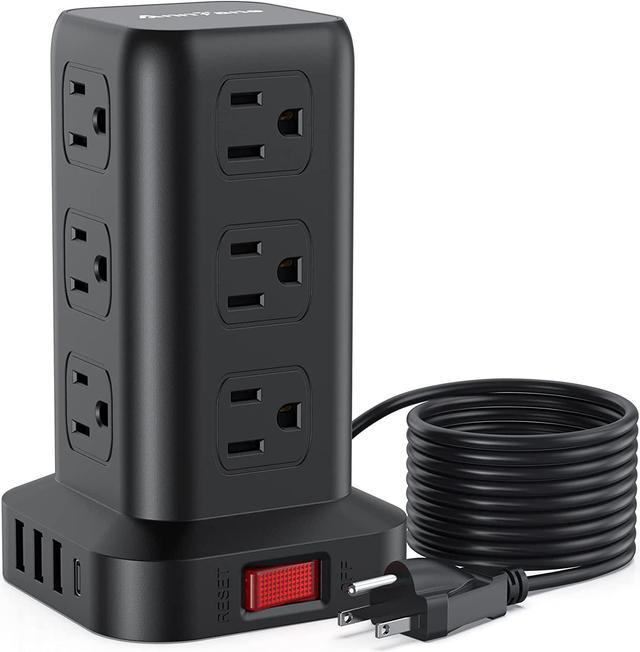 Power Strip Surge Protector Tower, Mini Power Strip Tower, 10FT Extension  Cord with Multiple Outlets,12 AC Outlet 4 USB Ports (1USB C),Power Strip  with USB Ports, Travel, Office Supplies, College Dorm 