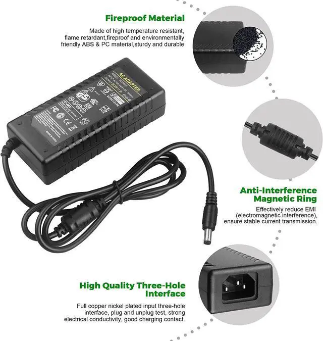 Alt view image 5 of 7 - 24V 3A 72W Power Supply Adapter AC 100-240V to DC 24 Volt 3 Amp Converter Transformer 5.5x2.5mm Plug for TS100 SH72 Mini Electric Soldering Iron/LED Strip Light/CCTV Security System/LCD Monitor