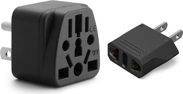 2-Pack US Plug Adapters, European to USA Plug Adapter, Unidapt EU