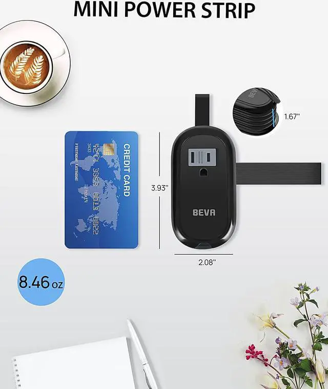 Alt view image 3 of 6 - BEVA Travel Power Strip with USB C Ports, 4FT Extension Cord, 2 Outlets, 3 USB Ports, Cruise Ship Essentials (3.4A Charge, Black)