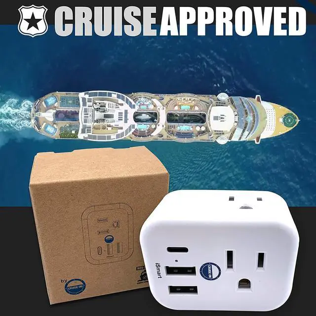 Alt view image 2 of 7 - Cruise Approved Power Strip Non Surge Protector for Cruise Ship Multi Plug, 6 Outlets, 2 USB-A, 1 USB-C, & 3 AC Outlet for Carnival, Celebrity, Princess, Norwegian & Major Lines in 2026 & 2027
