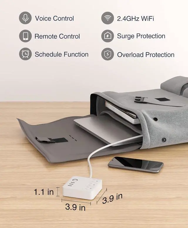 Alt view image 2 of 6 - GHome Smart Plug Power Strip, WiFi Surge Protector Work with Alexa Google Home, Smart Outlets with 3 USB 3 Charging Port, Multi-Plug Extender for Home Office Cruise Travel and Christmas Light, 10A