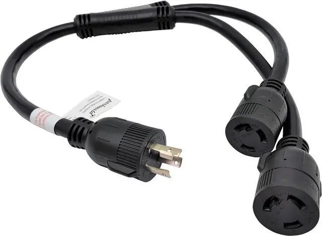 Main image of Parkworld 886160 Splitter for PDU, 30 AMP Y Adapter Cord 3-Prong Twist Lock L6-30 Male Plug to (2) L6-30 Female Dual Receptacle, 10 Gauge