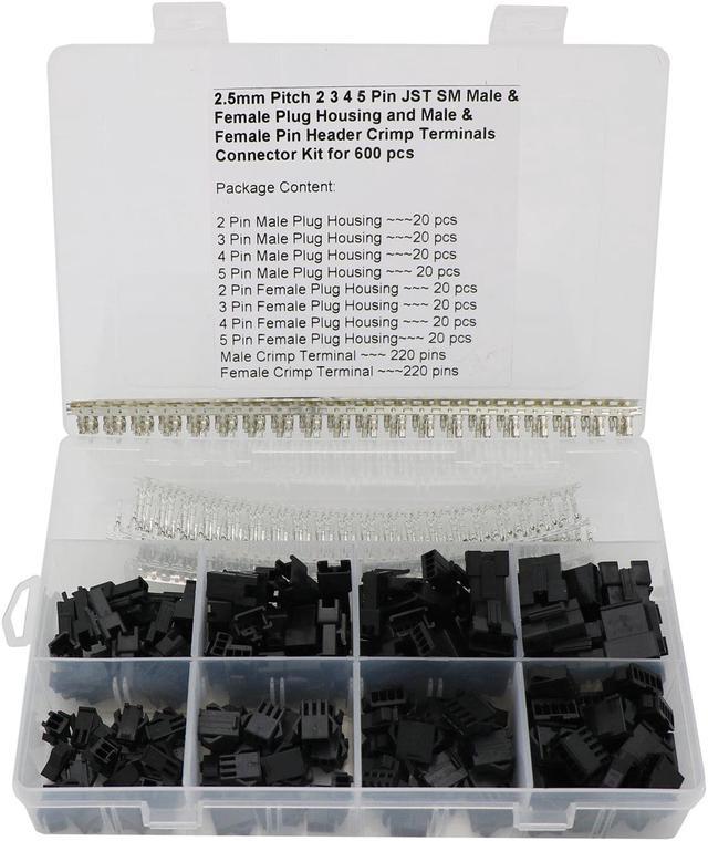 600 Pcs 2.5mm Pitch 2 3 4 5 Pin JST SM Connector Male&Femal Plug