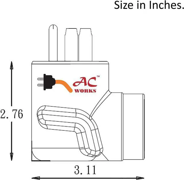 Alt view image 5 of 6 - AC WORKS 4-Prong 220-Volt Plug to 120-Volt 15/ 20Amp Household Female Adapter Cord (4-Prong 14-50 Outlet to Household)