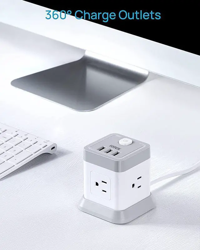 Alt view image 5 of 7 - Power Strip with USB, FDTEK Flat Plug Extension Cord with 4 Outlets and 3 USB Ports, 5 FT Power Cord Desktop Charging Station, Overload Protection, Compact Portable for Travel Home Office Cruise Ship