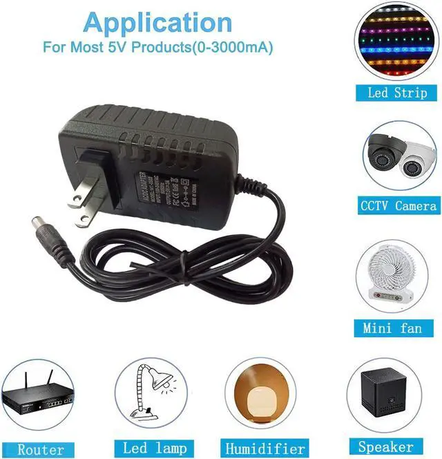 Alt view image 5 of 6 - 5V 3A DC Power Supply Adapter AC 100V240V to DC 5V 3A Max 15W 5.5x2.5mm Plug for LED Lights CCTV Routers Security Systems