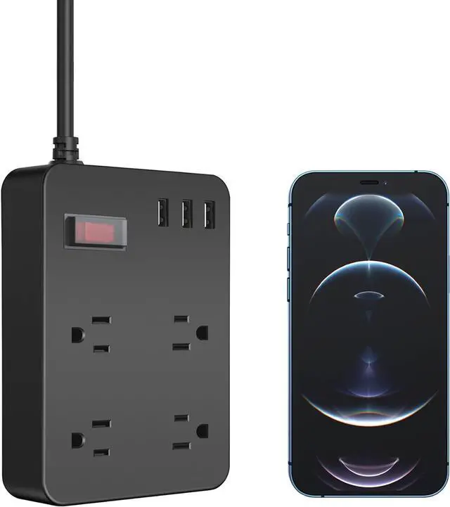 Alt view image 7 of 7 - Outdoor Power Strip Weatherproof,Waterproof Surge Protector with 4 Outlets,3 USB,Shockproof Overload Protection, Multi Outlet Extension for Camping, Garden, Kitchen, Bathroom, 6ft Cord,with Flat Plug