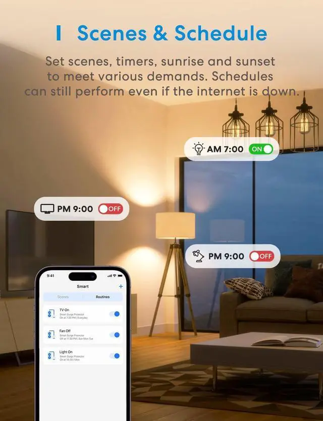 Alt view image 6 of 7 - meross Smart Plug Power Strip, WiFi Flat Outlet 15A Compatible with Apple HomeKit, Siri, Alexa, Google Assistant & SmartThings, with 4 AC Outlets & 4 USB Ports, 6 Feet Surge Protector Extender