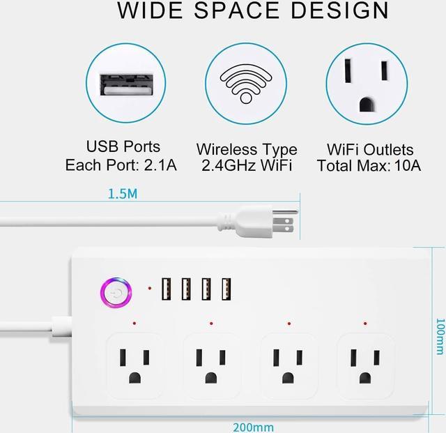WLAN power strip, 4x USB, Alexa & Google Assistant compatible, 10 A -  PEARL