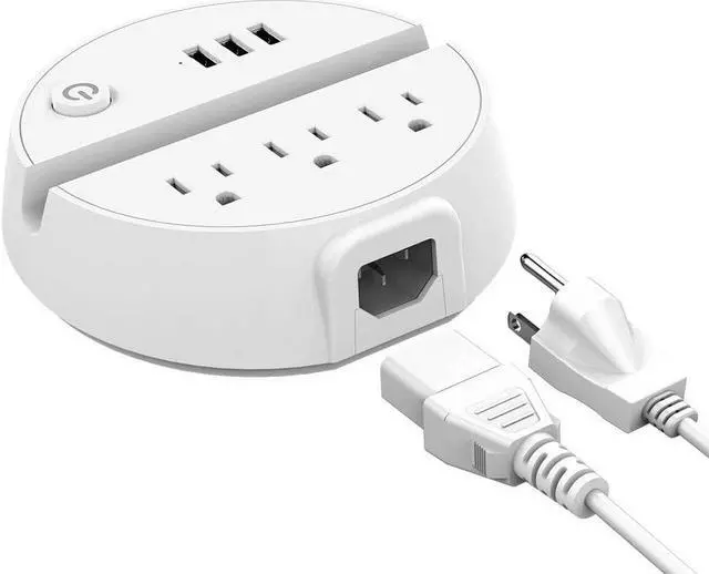 Main image of Nightstand Power Strip with USB - NTONPOWER 3 Outlets 3 USB Desktop Charging Station, 5ft Extension Cord with Switch Control and Phone/Tablet Holder for Home, Cruise Ship, Hotel and Office (White)