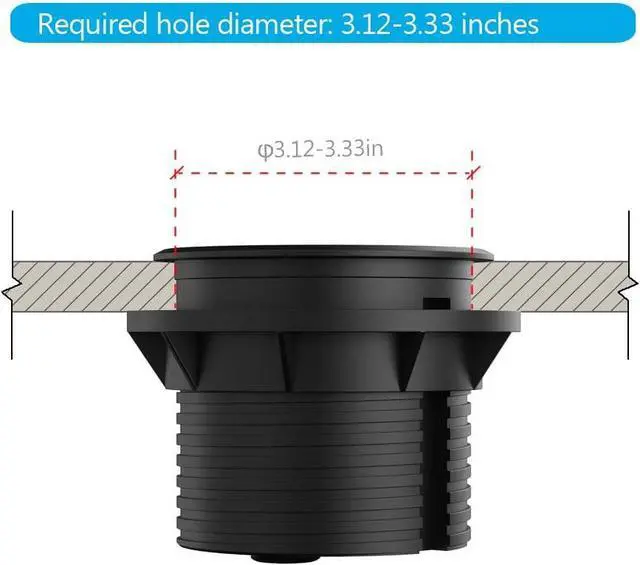 Alt view image 3 of 7 - Desktop Power Grommet JSVER Mini Desktop Power Strip Hide Recessed Power Grommet Socket with 2 AC Outlets and 2 USB Charging Ports,Cable for a 3-1/8 Inch Desk Hole for Kitchen Table/Conference Room