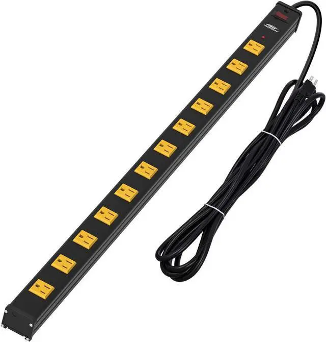 Main image of CRST Heavy Duty Surge Protector Power Strip Wide Spaced 12-Outlet 15 Feet Long Extension Cord with Mounting Brackets 15A Circuit Breaker 1800 Joules