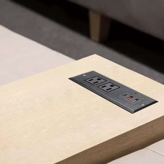 Alt view image 6 of 7 - 20W Recessed Power Strip USB C Fast Charge Desk Power Outlet Type C Flush Mounted Extension Power Plug for Conference Countertop Desktop Drawer Sofa ETL Listed (Black)