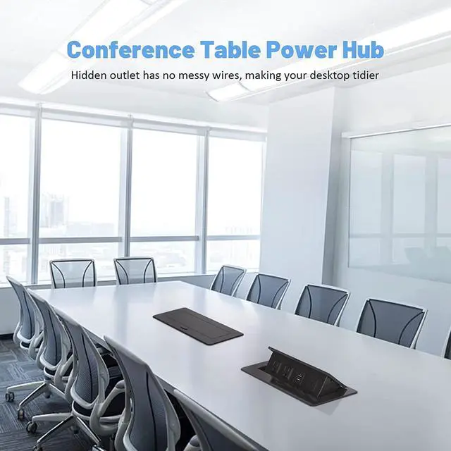 Alt view image 7 of 7 - Pop Up Power Strip with PD 30W USB Ports, Recessed Power Grommet Outlet Hub Connectivity Box, Pop Up Outlets Socket for Table Conference Room Countertop, 2 AC Outlets, USB A and USB C Charging Ports