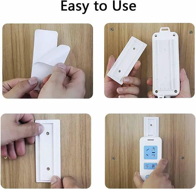 Alt view image 4 of 7 - 12 Pack Adhesive Punch Free Socket Holder, Self-Adhesive Desktop Socket Fixer, Power Strip Holder Fixator, Wall Mount Cable Management (White)