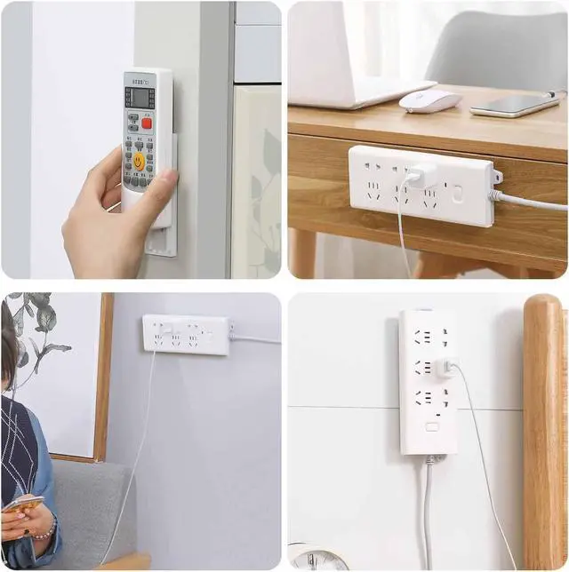 Alt view image 7 of 7 - 12 Pack Adhesive Punch Free Socket Holder, Self-Adhesive Desktop Socket Fixer, Power Strip Holder Fixator, Wall Mount Cable Management (White)