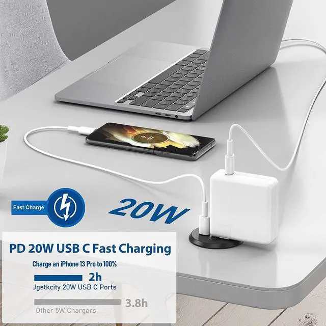 Alt view image 4 of 7 - 2 inch Desktop Power Grommet with PD 20W USB C,Ultra Thin Flat Plug Power Strip,Recessed Outlet,Slim Outlet Extender for Office,Table Outlets for Home, Office,6 ft Cable(Black)