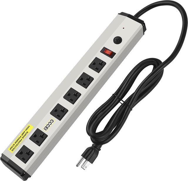 CCCEI Heavy Duty Power Strip Surge Protector 20 Amp, High Amp Industrial  Shop Garage Metal Multiple Outlets, 6 FT 12 Gauge 5-15P Extension Cord 6  Outlet 6-20R T-Slot 20a for Appliance. 