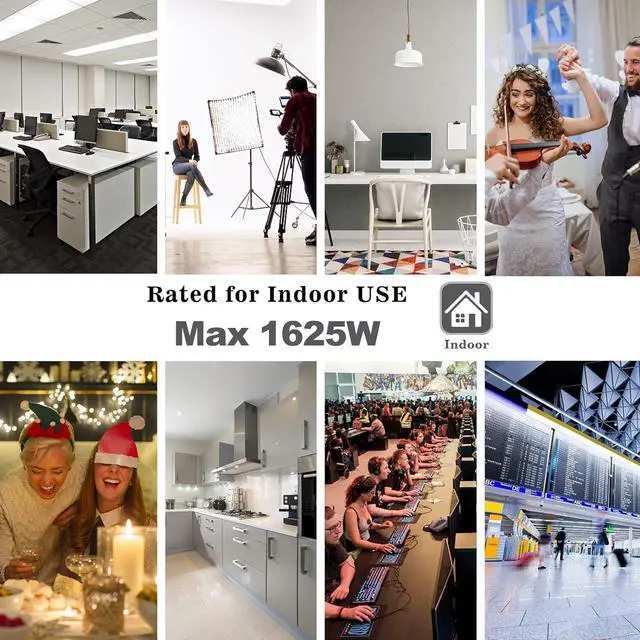 Alt view image 5 of 7 - KUNCAN 4 Way Power Splitter - 45 Degrees Lower Right Corner Downward Angled US Flat Plug 1 to 4 Extended Outlets Male to Female SVT 16AWG Extension Cable Strip for Home, Office, School (White 2-Pack)