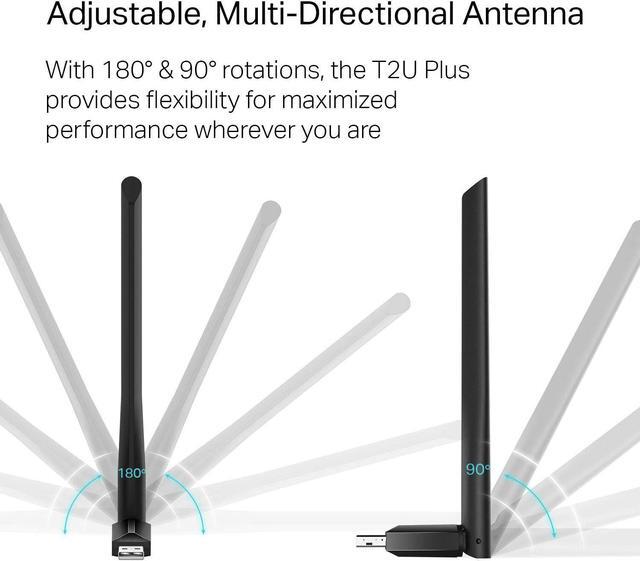 Alt view image 3 of 6 - AC600 USB WiFi Adapter for PC (Archer T2U Plus)- Wireless Network Adapter for Desktop with 2.4GHz 5GHz High Gain Dual Band 5dBi Antenna Supports Win11/10/8.1/8/7/XP Mac OS 10.9-10.14