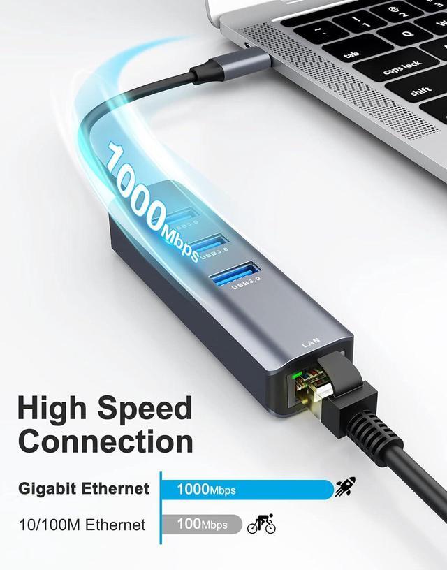 Ugreen 0737 USB C To Ethernet Adapter RJ4 To Thunderbolt 3 Type C Gigabit Network Lan 1000mbps 1000x1000