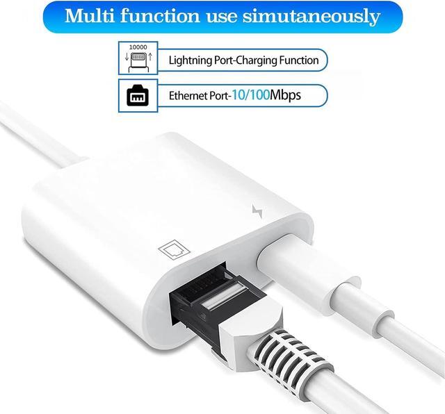 Alt view image 3 of 7 - Lightning to Ethernet Adapter with Charging for iPhone/iPad [Apple MFi Certified] 2 in 1 RJ45 Ethernet High Speed iPhone LAN Network Adapter Support 100 Mbps Ethernet Network