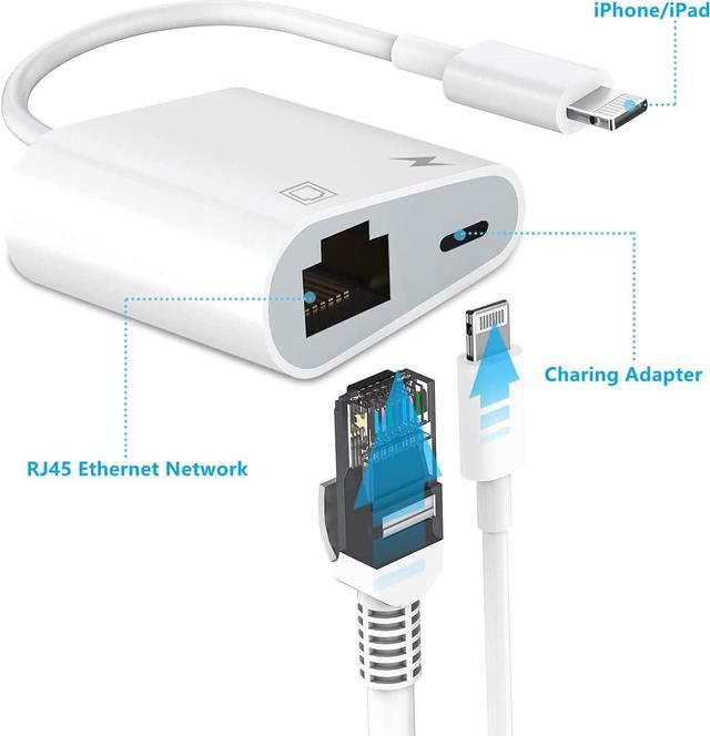 Alt view image 4 of 7 - Lightning to Ethernet Adapter with Charging for iPhone/iPad [Apple MFi Certified] 2 in 1 RJ45 Ethernet High Speed iPhone LAN Network Adapter Support 100 Mbps Ethernet Network
