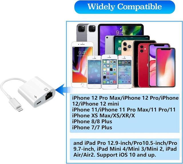 Alt view image 6 of 7 - Lightning to Ethernet Adapter with Charging for iPhone/iPad [Apple MFi Certified] 2 in 1 RJ45 Ethernet High Speed iPhone LAN Network Adapter Support 100 Mbps Ethernet Network