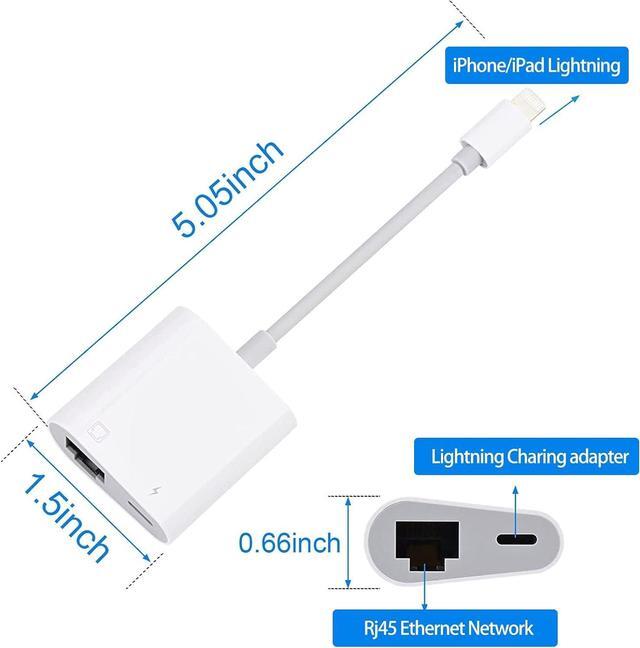 Alt view image 7 of 7 - Lightning to Ethernet Adapter with Charging for iPhone/iPad [Apple MFi Certified] 2 in 1 RJ45 Ethernet High Speed iPhone LAN Network Adapter Support 100 Mbps Ethernet Network