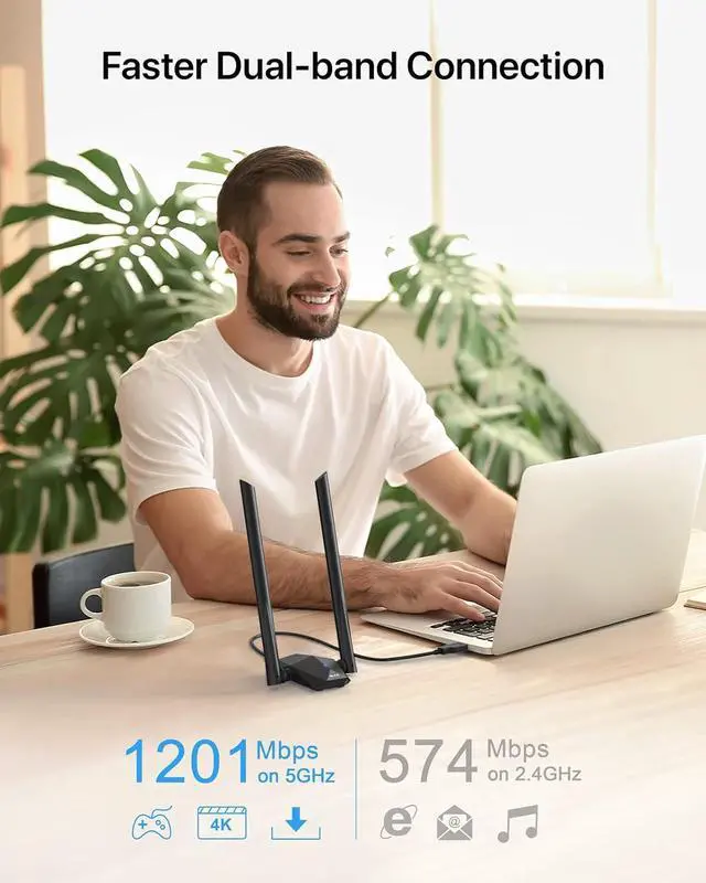 Alt view image 4 of 6 - BrosTrend AX1800 USB WiFi 6 Linux Compatible WiFi Adapter for PC and Raspberry Pi 2+ WiFi 6 USB for Ubuntu, Mint, Debian, Kubuntu, Mate, Zorin, PureOS, Windows 11/10 Long Range WiFi Antenna Dual Band