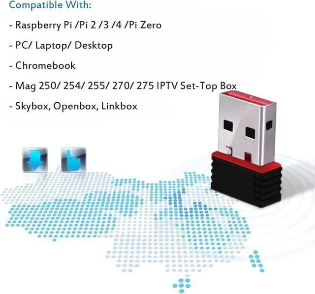 Alt view image 6 of 7 - 150Mbps USB WiFi Adapter for Raspberry Pi, LOTEKOO Wireless Network Card Adapter WiFi Dongle for Desktop Laptop PC Windows 10 8 7 MAC OS