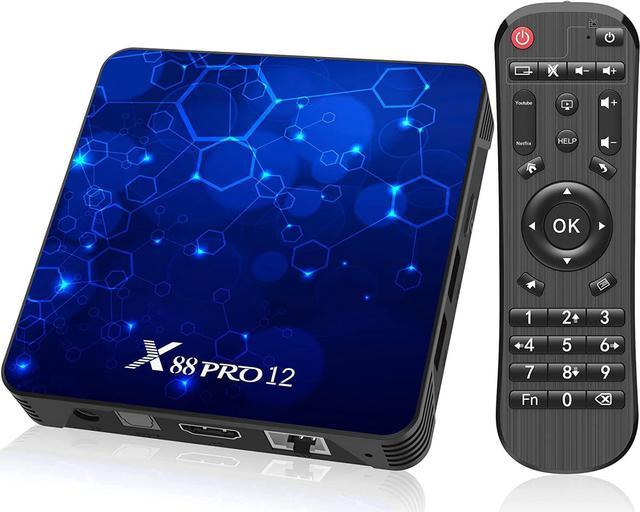 Android 12.0 TV Box, X88 PRO 12 Android TV Box 4GB RAM 32GB ROM RK3318  Quad-Core 64bit Support 4K 3D HD H.265 Ethernet 2.4G/5G Dual-Band WiFi  BT5.0 Smart TV Box 