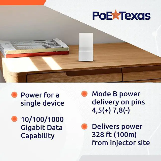 Alt view image 3 of 6 - Poe Texas PoE Injector - Single Port PoE+ Power Over Ethernet PoE Adapter for 802.3at - 10/100/1000 Gigabit Data with Integrated 52V 30W Power Supply - Plug & Play USB-C Tablet, IP Camera, VoIP