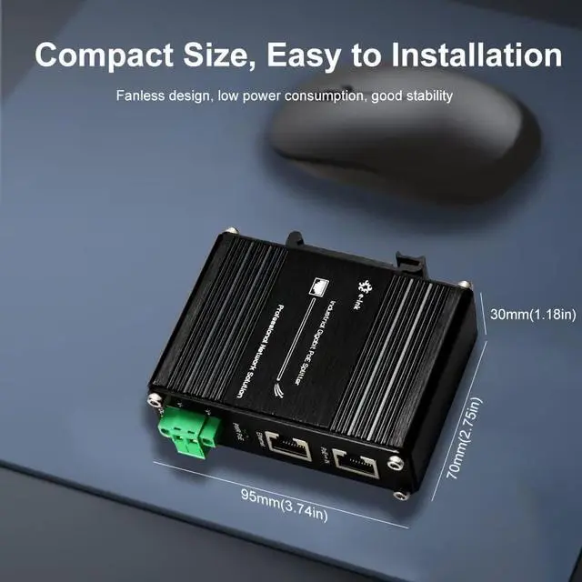 Alt view image 4 of 7 - PoE Splitter 12V 802.3bt Compliant Gigabit Port, Industrial 10/100/1000Mbps IEEE802.3bt Power Over Ethernet Splitter Adapter with 12V Output for Surveillance Camera CCTV/VoIP Phone