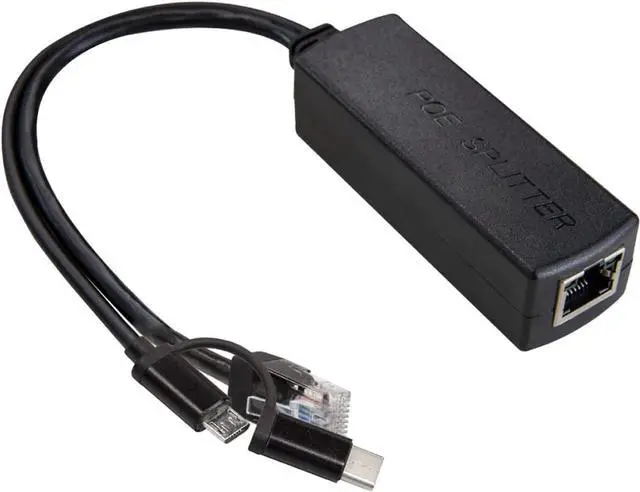 Main image of UCTRONICS Gigabit PoE Splitter 5V 3A, 2-in-1 PoE to USB C/Micro USB Adapter, IEEE 802.3af/at Compliant 10/100/1000Mbps for Raspberry Pi 3/4, Security IP Cameras and More
