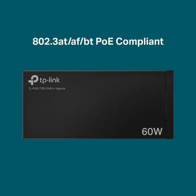 Alt view image 2 of 7 - TP-Link TL-PoE170S 802.3at/af/bt Gigabit PoE Injector Non-PoE to PoE Adapter Supplies up to 60W (PoE++) Plug & Play Desktop/Wall-Mount Distance Up to 328 ft. UL Certified, Black